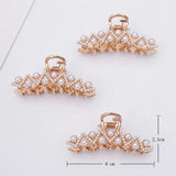 5 PCS KC Plated Pearl Hairpin Back Head Clip Female Hair Jewelry