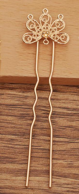 20 PCS Metal Copper Hair Forks Settings, Flowers Hair Sticks Base DIY Jewelry