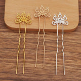 20 PCS Metal Copper Hair Forks Settings, Flowers Hair Sticks Base DIY Jewelry
