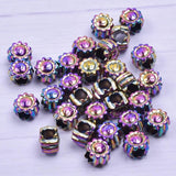 15pcs/lot Shell Flower Beads Stainless Steel Big Hole Pendant For DIY Jewelry