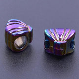 15pcs/lot Shell Flower Beads Stainless Steel Big Hole Pendant For DIY Jewelry