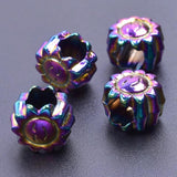 15pcs/lot Shell Flower Beads Stainless Steel Big Hole Pendant For DIY Jewelry