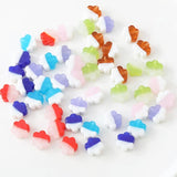 4PCS Hand Coloured Flower Glass Charms for Jewelry Making Necklace DIY Beads