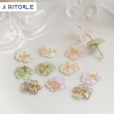 Spring Floral Foil Resin DIY Jewelry Earrings Hairpin Set