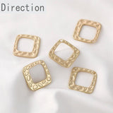 14K Gold-coated Square Hollow Pendant Earrings Accessory