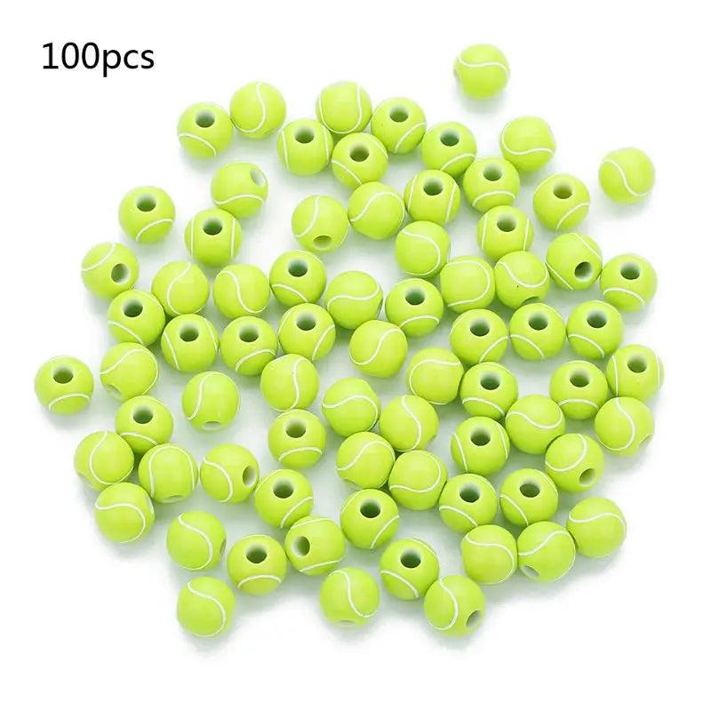 100pcs Green Tennis Ball Round Beads 12mm DIY Jewelry Making