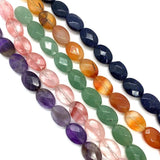 10x14mm Amethyst Malachite Faceted Natural Stone Oval Beads
