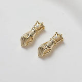 4PCS Hand Gesture Charms for DIY Jewelry Making Earrings Brass 14k Plate