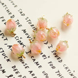 UV Epoxy Pink Flower Bract Resin Earrings Pendant Hairpin Accessories DIY