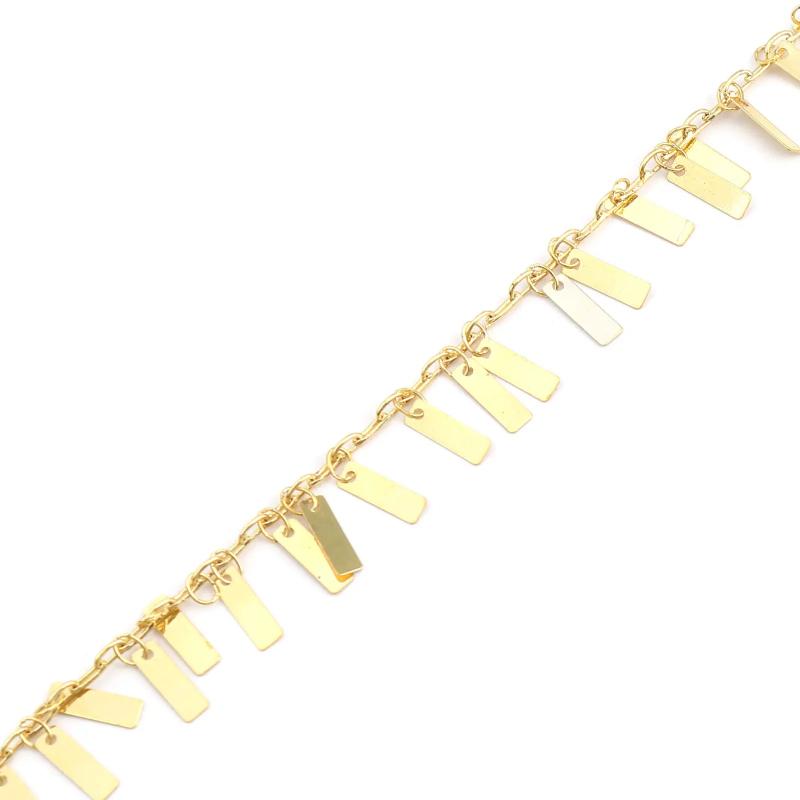 Copper Link Chain with Rectangle Round Pendant 13x3mm