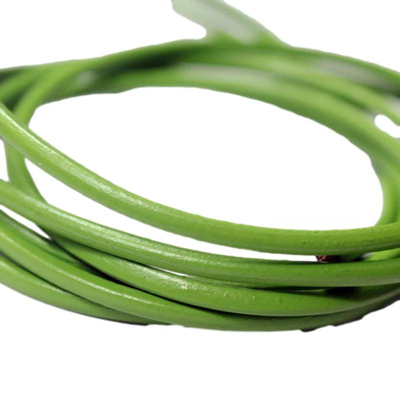 Aaazee 5 Yds 3mm Round Real Cow Hide Spring Green Leather Cord