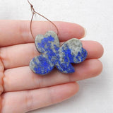 Natural Stone Carved Flowers Lapis Lazuli Pendant Bead 30x37x7mm 15.15g