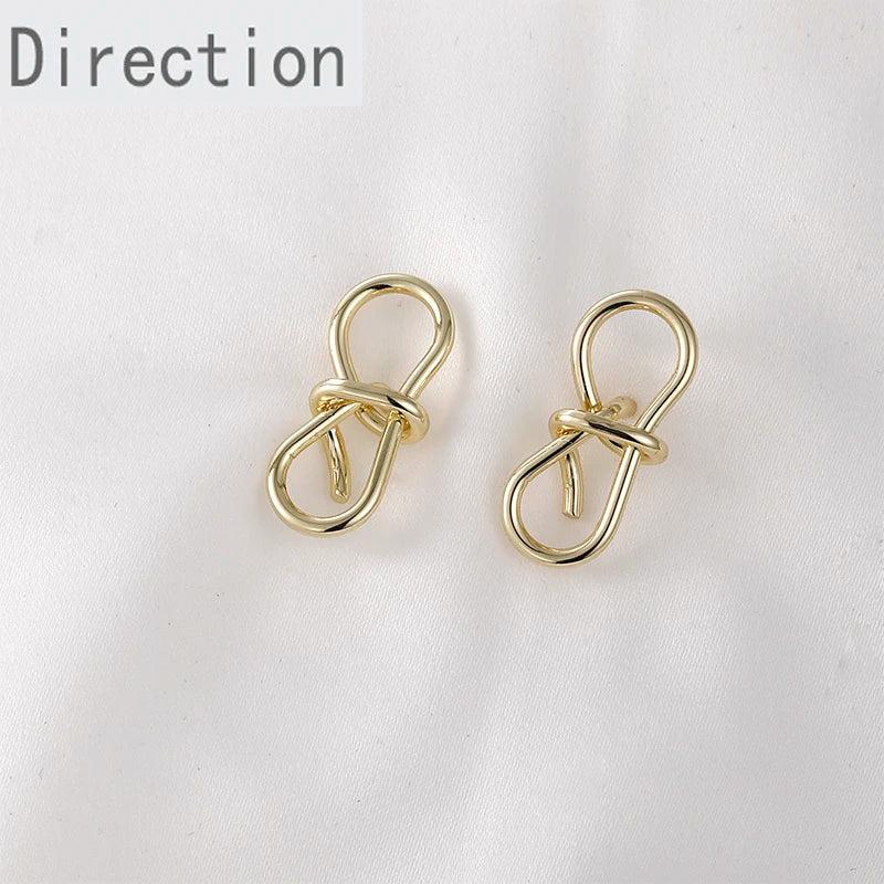 14K Copper Plating Bow Silver Pin Earrings