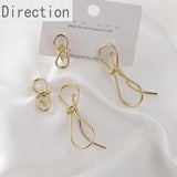 14K Copper Plating Bow Silver Pin Earrings