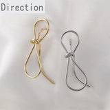 14K Copper Plating Bow Silver Pin Earrings
