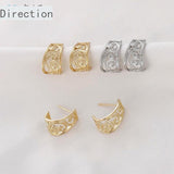 14k Hollow Retro C-Shaped Earrings DIY Jewelry Accessories 2PCS
