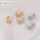 14k Hollow Retro C-Shaped Earrings DIY Jewelry Accessories 2PCS
