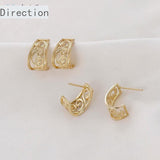 14k Hollow Retro C-Shaped Earrings DIY Jewelry Accessories 2PCS