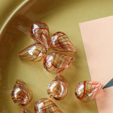 Orange Coffee Striped Water Drop Glass Beads for Earrings