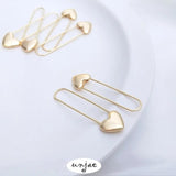 14K Paper Clip Earrings Heart Pin