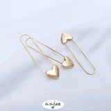 14K Paper Clip Earrings Heart Pin