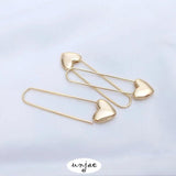 14K Paper Clip Earrings Heart Pin