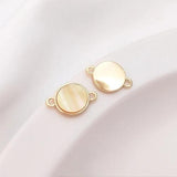 14K Inlaid Sea Water Yellow Shell Double Hole Pendant DIY Accessories