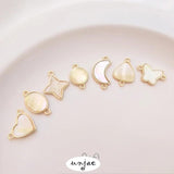 14K Inlaid Sea Water Yellow Shell Double Hole Pendant DIY Accessories