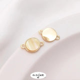 14K Inlaid Sea Water Yellow Shell Double Hole Pendant DIY Accessories