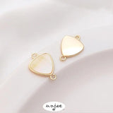 14K Inlaid Sea Water Yellow Shell Double Hole Pendant DIY Accessories