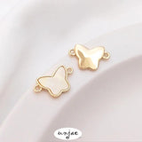 14K Inlaid Sea Water Yellow Shell Double Hole Pendant DIY Accessories
