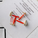 Square Water Droplet Pearl Earrings Set