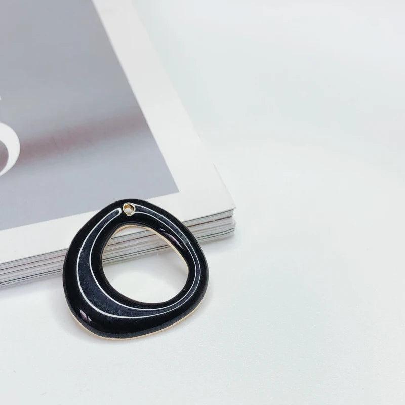 Enamel Round Circle Eardrop Pendant Charms Necklace Accessories