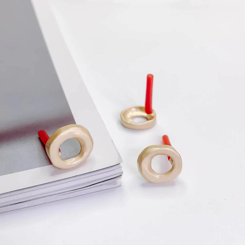 Aurous Plated Circle Stud Earring DIY Necklace Charms 8pcs