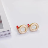 Aurous Plated Circle Stud Earring DIY Necklace Charms 8pcs