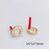 Aurous Plated Circle Stud Earring DIY Necklace Charms 8pcs