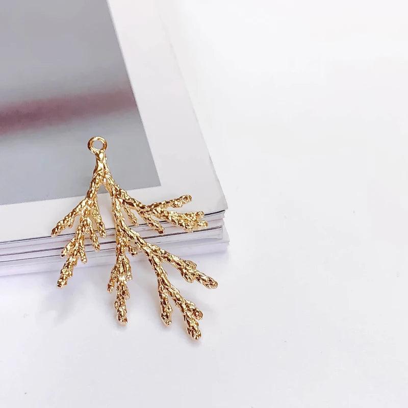 Plated Rose Tree Branch Eardrop Charms for Jewelry Making