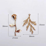 Plated Rose Tree Branch Eardrop Charms for Jewelry Making