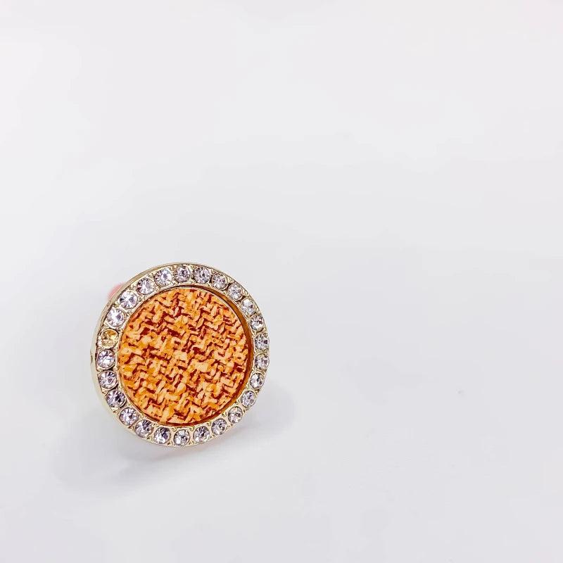 KC Plated Cotton Round Stud Earrings 4pcs