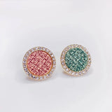 KC Plated Cotton Round Stud Earrings 4pcs