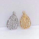 Silver Plated Hollow Metal Eardrop Pendant Charms Diy Material 6pcs