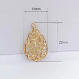 Silver Plated Hollow Metal Eardrop Pendant Charms Diy Material 6pcs