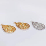 Silver Plated Hollow Metal Eardrop Pendant Charms Diy Material 6pcs