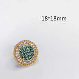 KC Plated Cotton Round Rhinestone Stud Earrings 4pcs