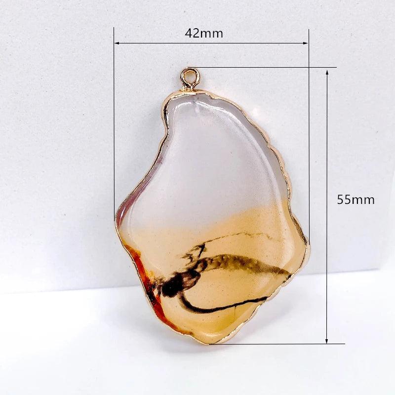 Retro Resin Eardrop Pendant Charms Necklace Jewelry DIY 2pcs
