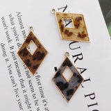 Alloy Rhombus Pendant Necklace DIY Earring Charms