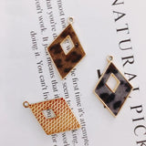 Alloy Rhombus Pendant Necklace DIY Earring Charms