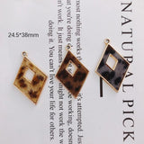 Alloy Rhombus Pendant Necklace DIY Earring Charms