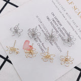 DIY 18k Retention Hollow Flower Earrings Accessories - 10pcs
