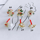 Christmas Earrings Pearl Zircon Bell Snowflake Snail DIY Stud Earring